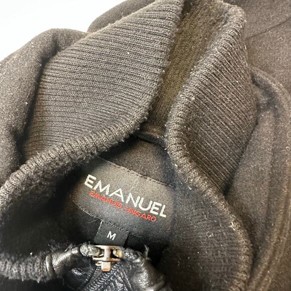 EMANUEL EMANUEL UNGARO Black Wool Coat with Sweater Lining Size Medium - Picture 9 of 9